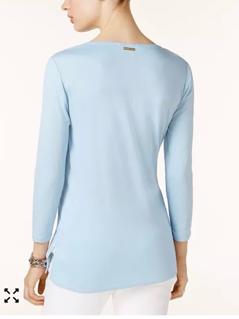 Michael Kors Light Blue V-Neck Layered Long-Sleeve Women's Top - Picture 2 of 6